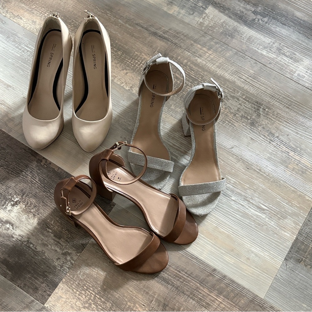 Call It Spring Heels - Cream, Silver, and Brown